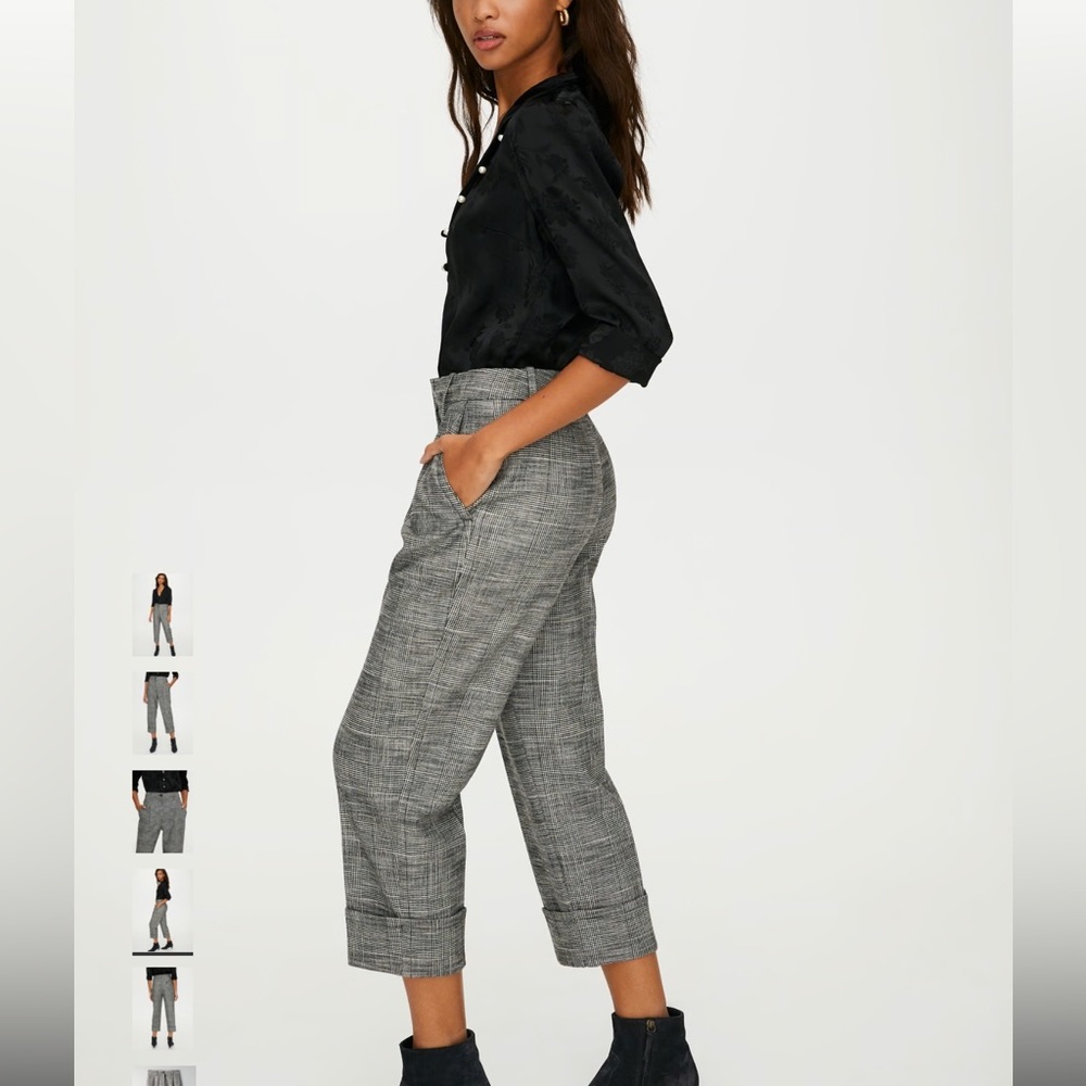 Aritzia Wilfred Haiku Pant Size 2 Plaid Cropped High Rise Trouser